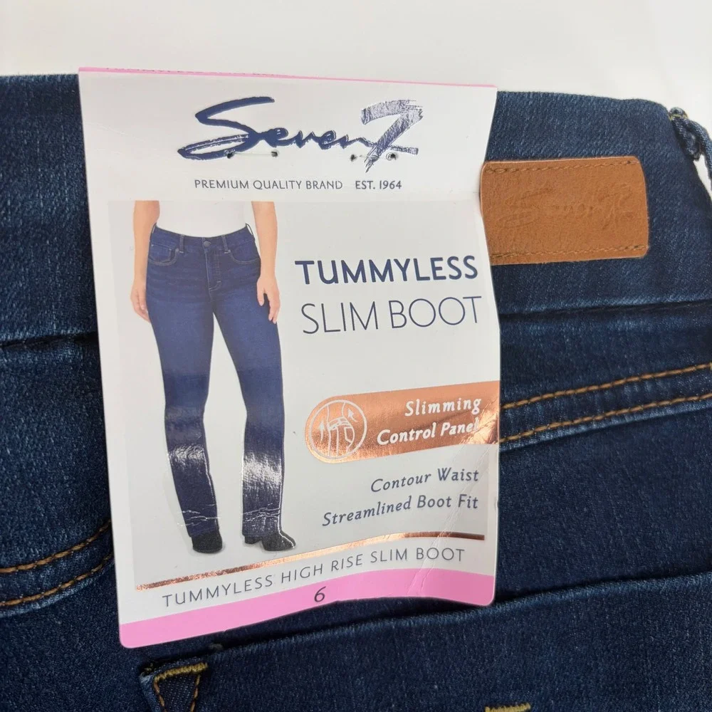 Seven7 Tummyless High Rise Slim Bootcut Jeans London Dark Denim Womens 6 NWT